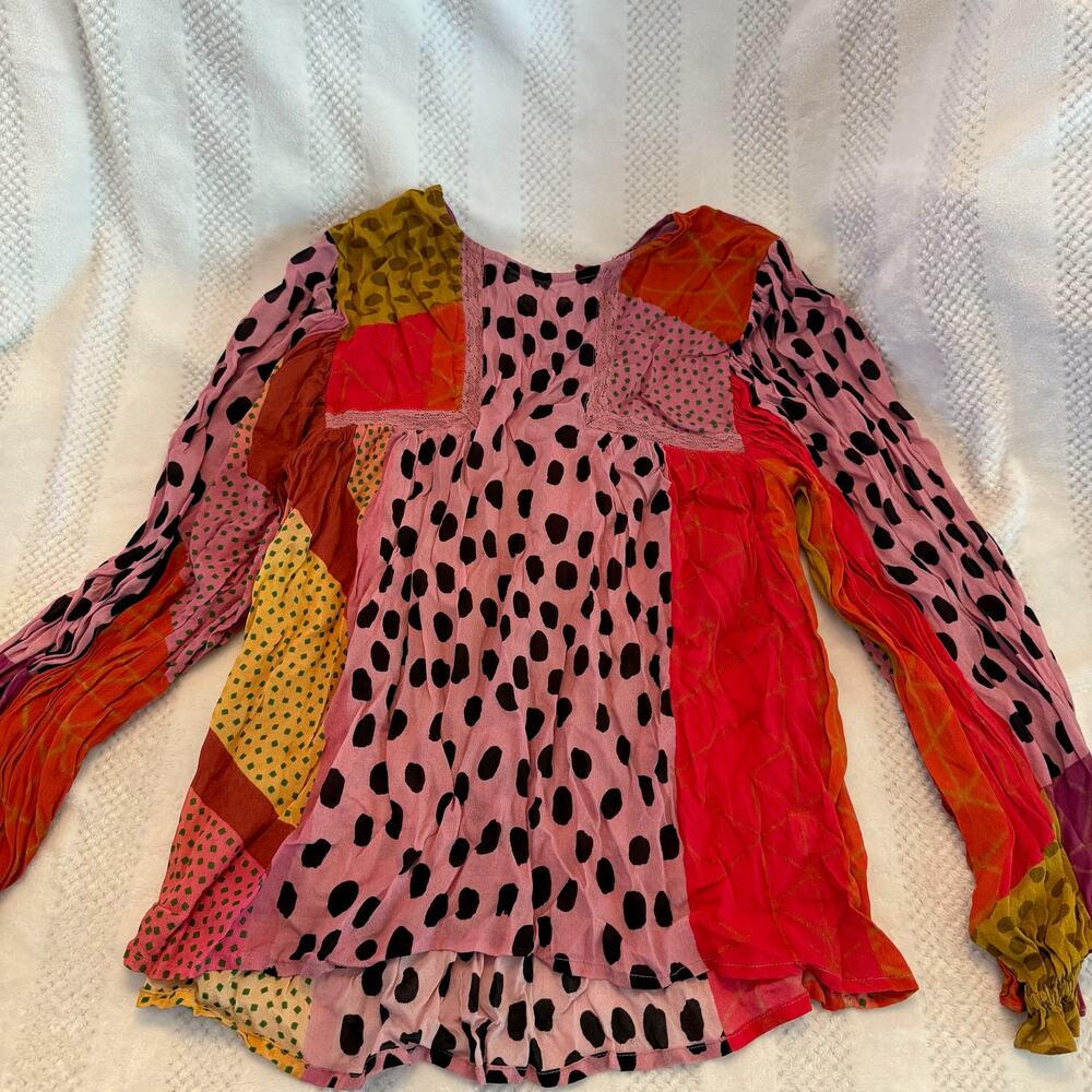 Anthropologie Bl-nk Miranda Peasant Blouse multi pattern size small - Picture 3 of 6